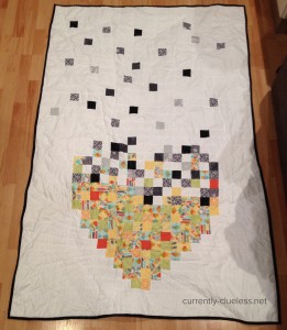 The back of the quilt, where the happiness is taking over and pushing out the hurt and sadness